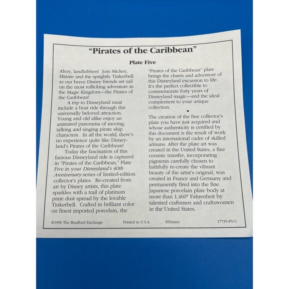Disneyland 40th Anniversary Pirates Of The Caribbean Plate Bradford Exchange - Picture 6 of 7